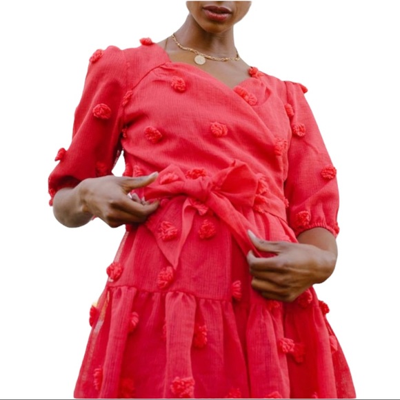 Ivy City Co Dresses & Skirts - Ivy City Co. First Kiss Red Pom Pom Dress Small